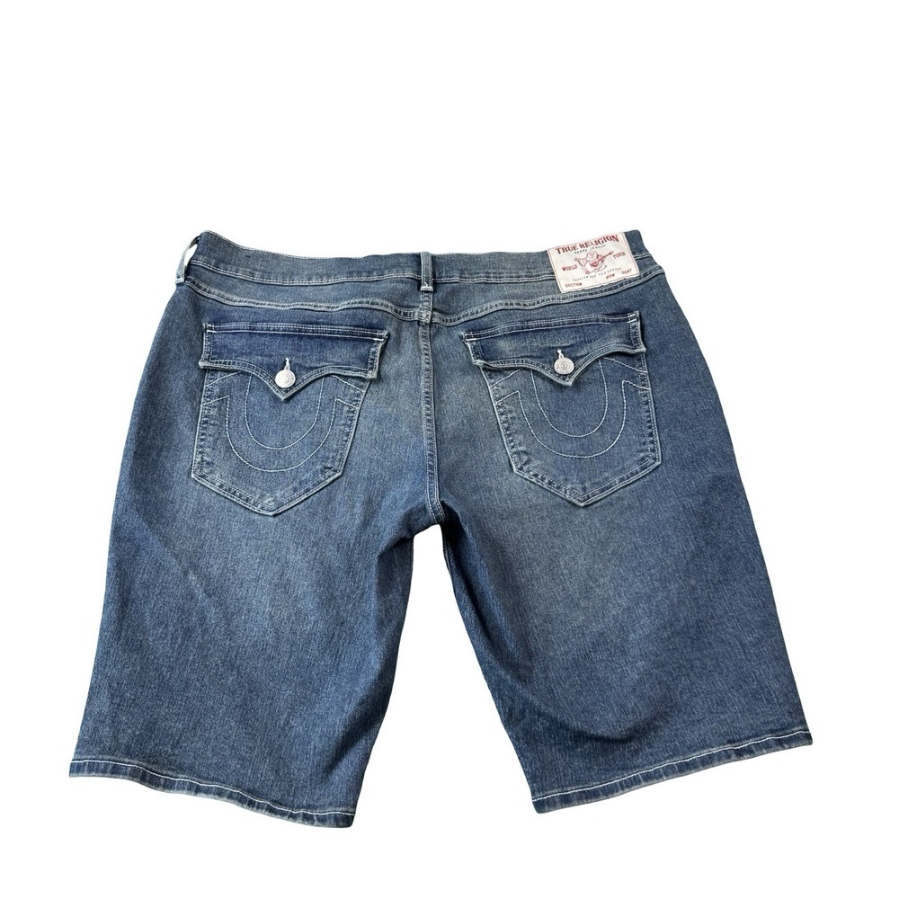 True Religion Ricky Relaxed Straight Stonewash Denim Shorts Blue Mens 38